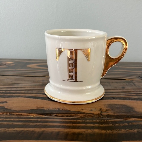 Anthropologie Monogram “T” Gold Stencil Mug - Picture 1 of 6